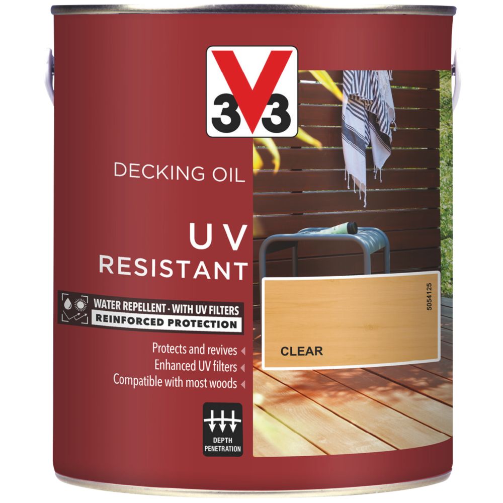 Image of V33 High Performance UV-Resistant Decking Oil Clear 2.5Ltr 