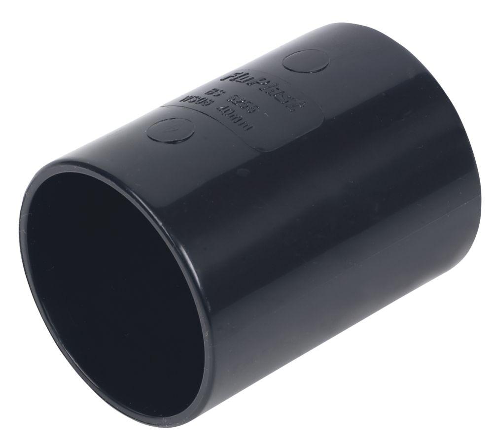Image of FloPlast Solvent Weld Straight Couplers 40mm x 40mm Black 5 Pack 