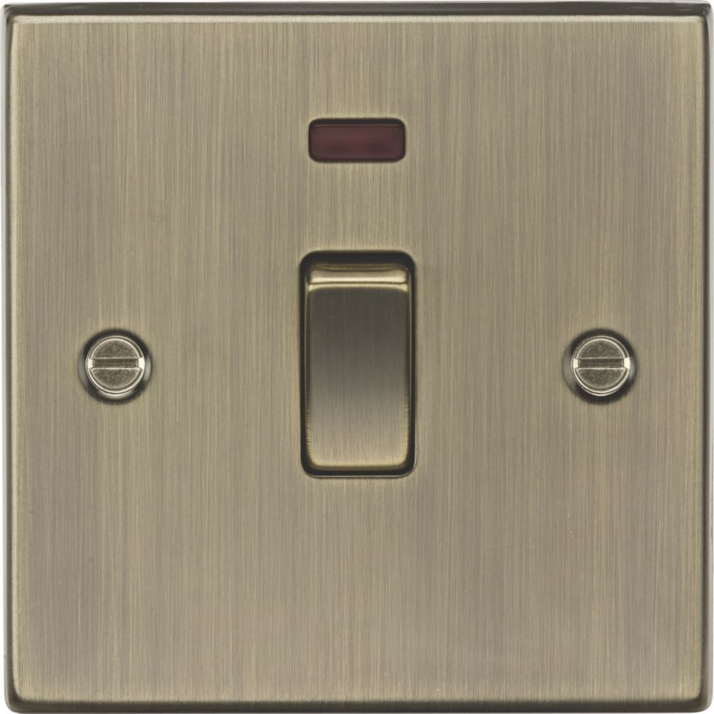 Image of Knightsbridge 20A 1-Gang DP Control Switch Antique Brass with LED 