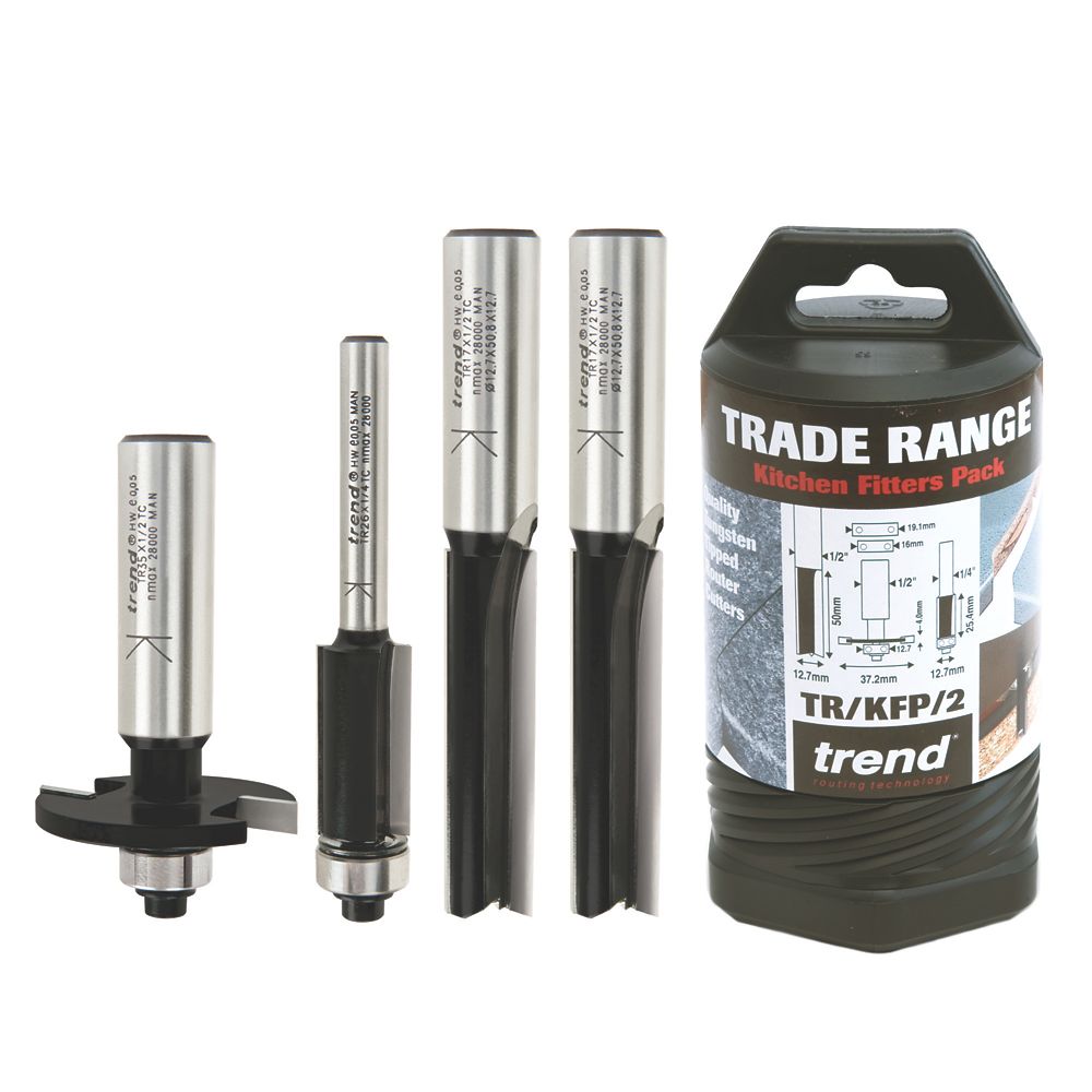 Image of Trend TR/KFP/2 1/4 & 1/2" Shank Kitchen Fitters Router Set 4 Pcs 