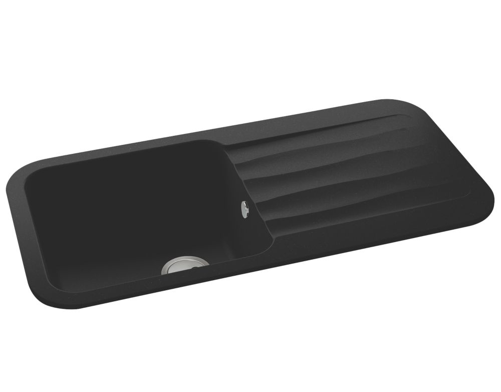 Image of Abode Dune 1 Bowl Granite Composite Kitchen Sink Black Reversible 1000mm x 500mm 