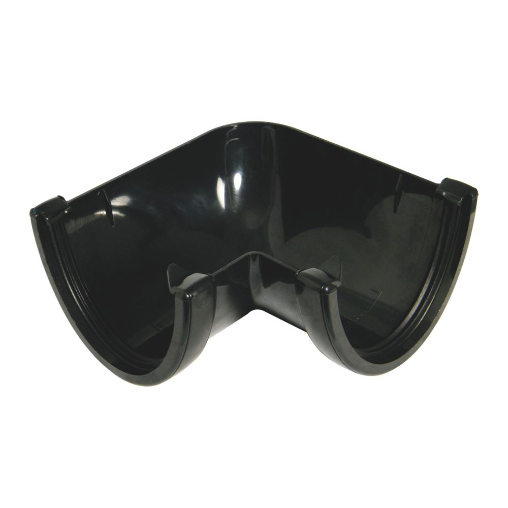 Image of FloPlast Hi-Cap 90Â° Half Round Gutter Angle Black 115mm 