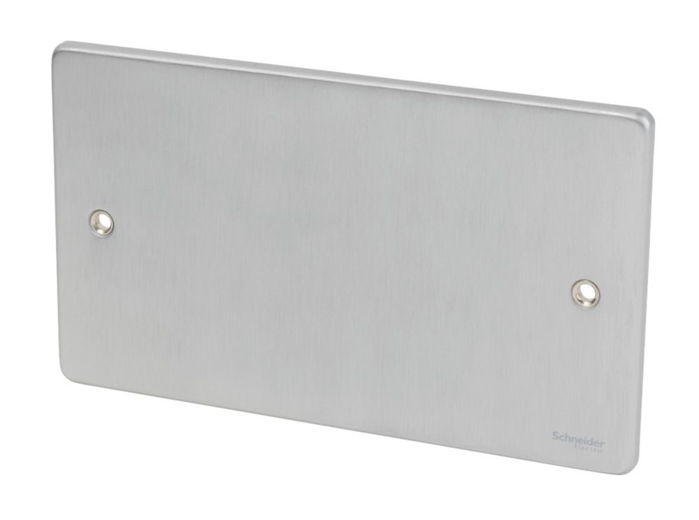 Image of Schneider Electric Ultimate Low Profile 2-Gang Blanking Plate Brushed Chrome 