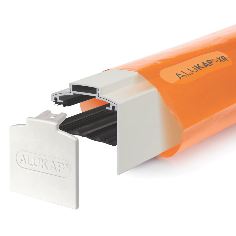 Image of ALUKAP-XR White Gable Glazing Bar with Gasket 4800mm x 60mm 