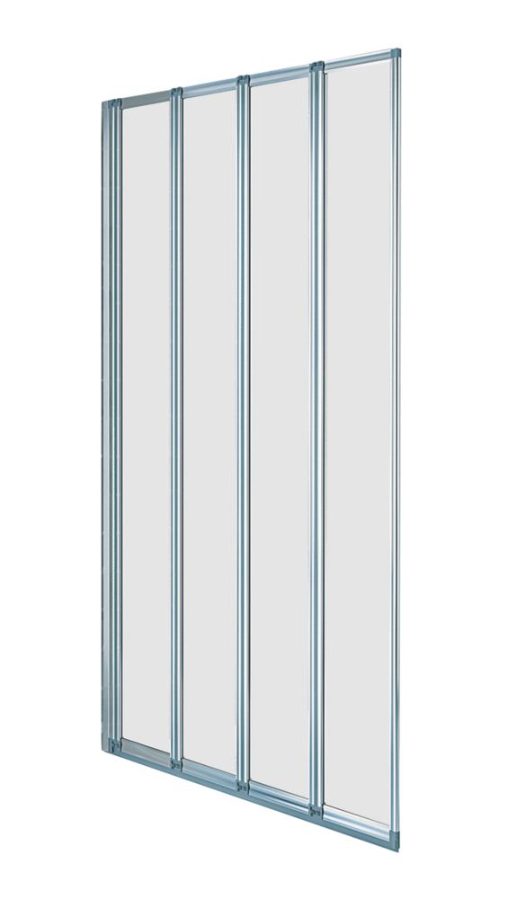 Image of Aqualux Framed Polished Silver 4-Fold Bathscreen 840mm x 1400mm 
