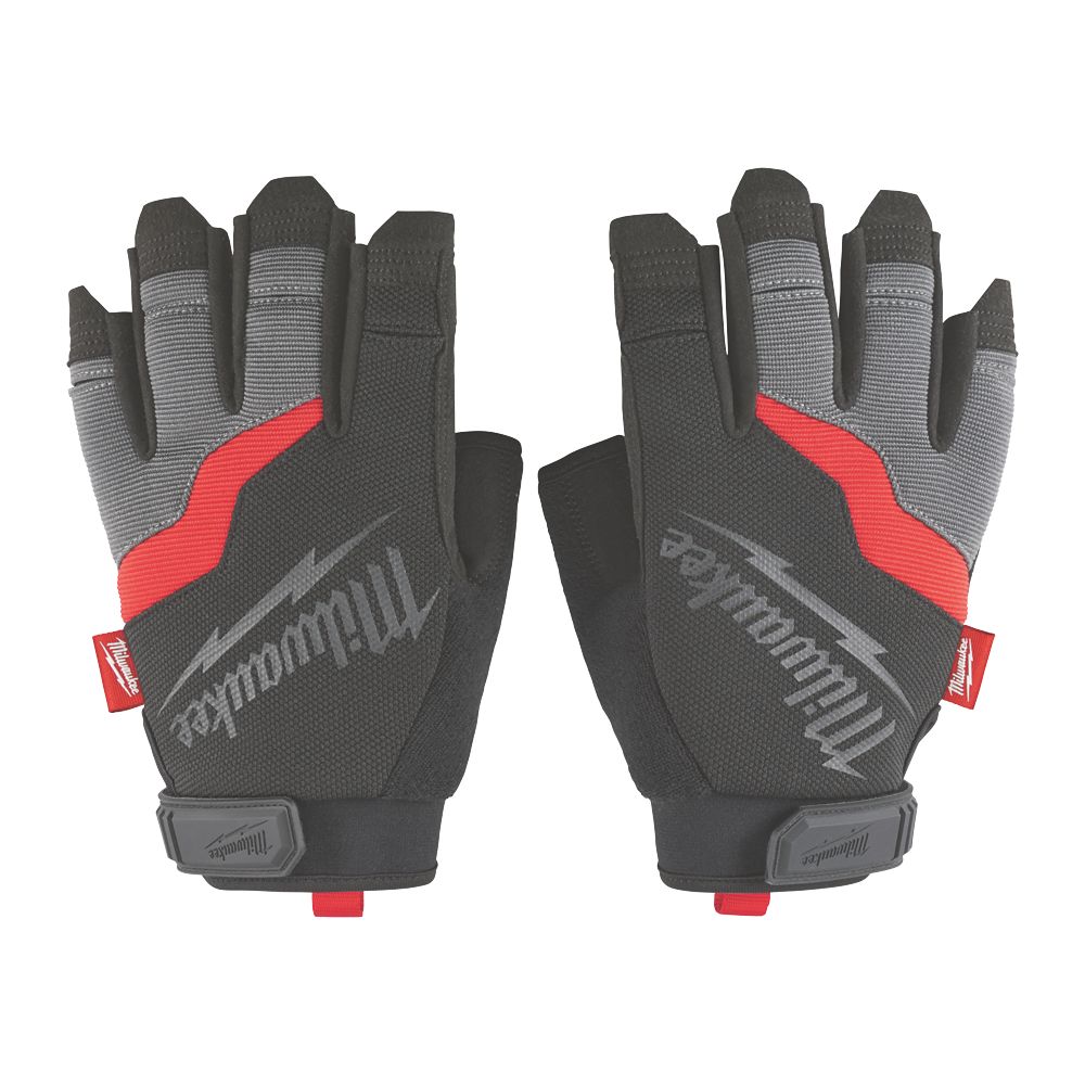Image of Milwaukee Fingerless Work Gloves Grey/Black Large 