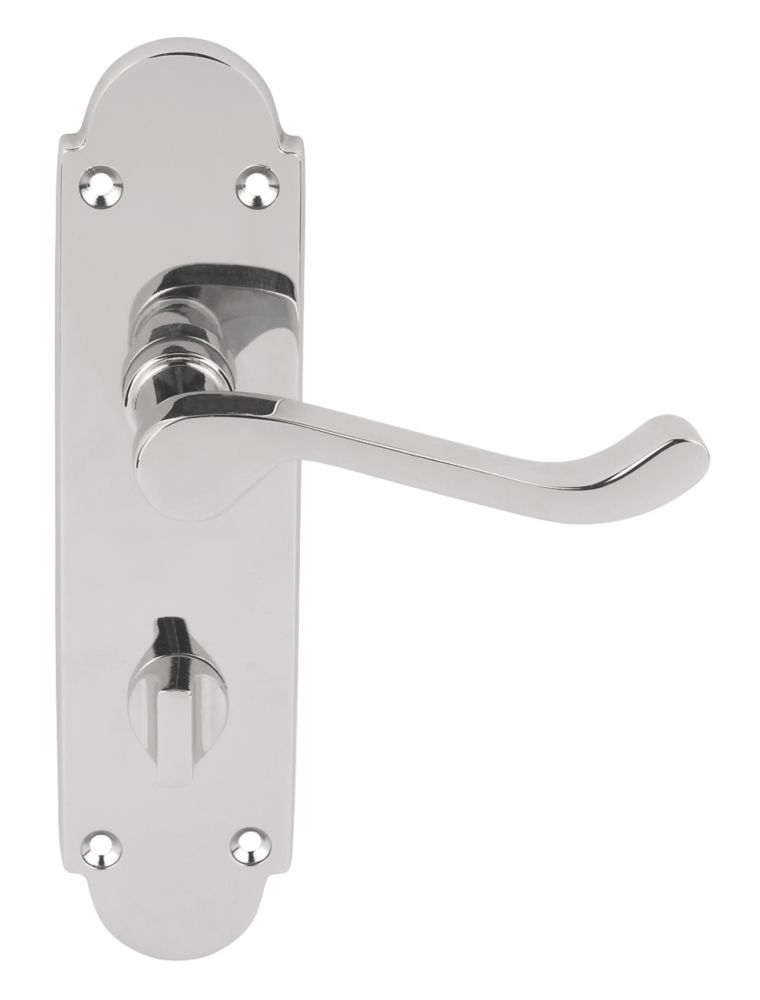 Image of Smith & Locke Lulworth Fire Rated WC Lever on Backplate WC Door Handles Pair Polished Chrome 