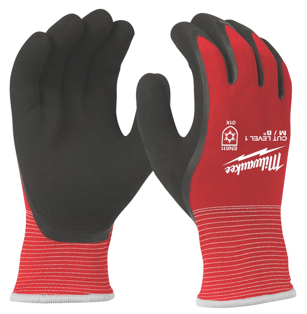 Image of Milwaukee Winter Cut Level 1 Gloves Red/Black Medium 