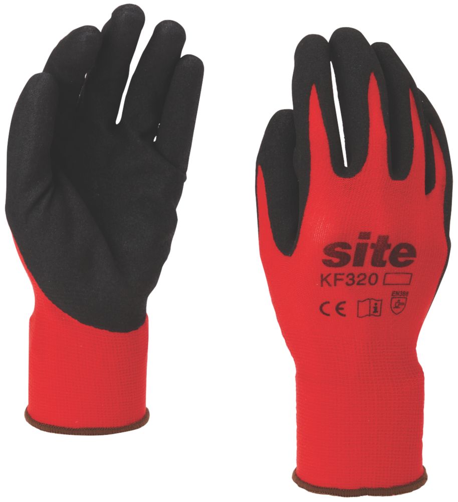 Image of Site 320 Nitrile Foam-Coated Gloves Red / Black Small 