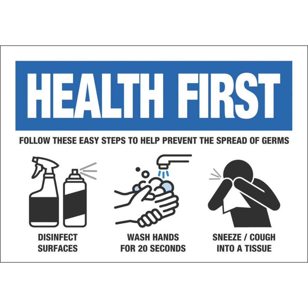 Image of 'Easy Steps to Prevent the Spread of Germs Hygiene' Sign 210mm x 297mm 10 Pack 