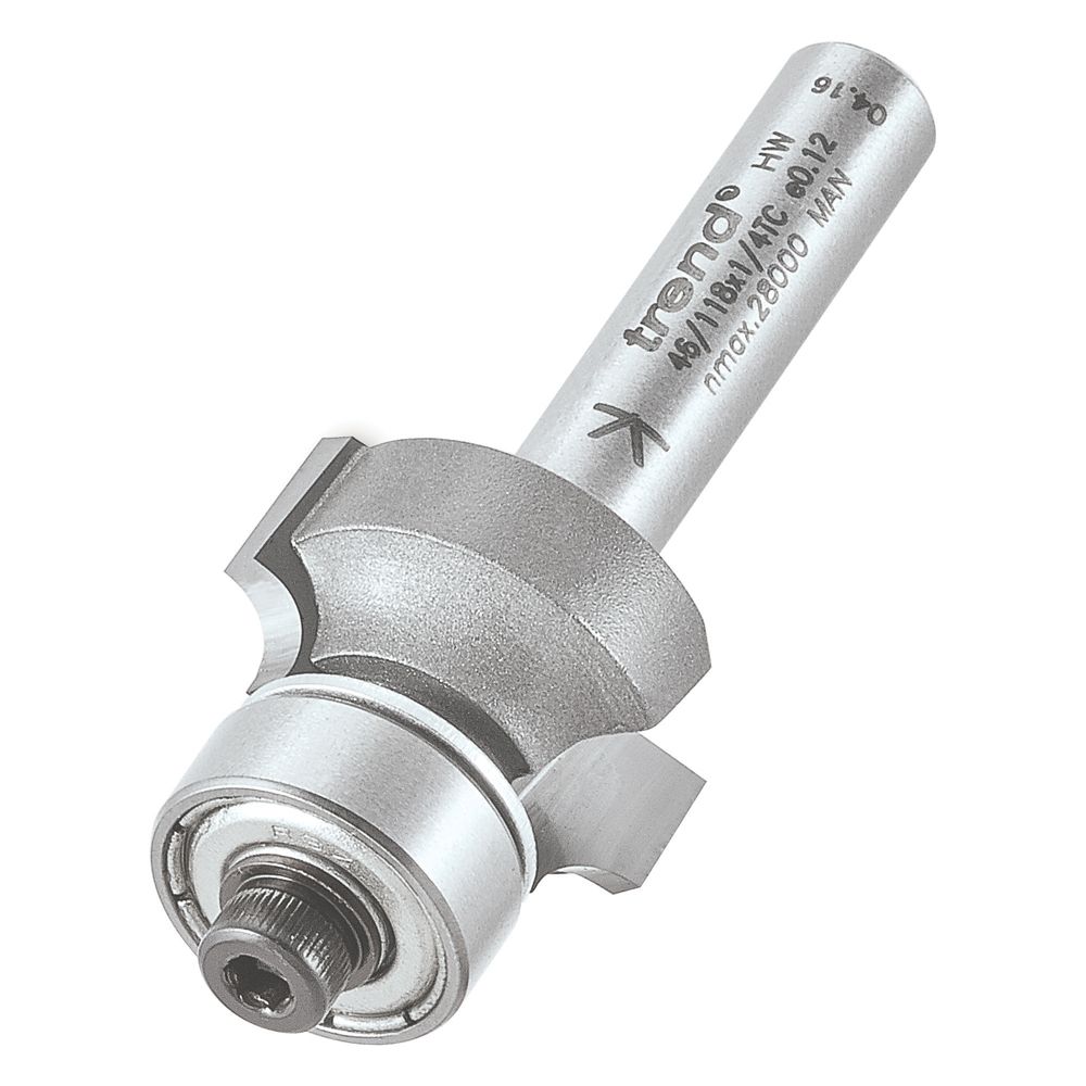 Image of Trend 46/118X1/4TC 1/4" Shank Double-Flute 0Â° Rounding-Over Bearing Guided Ovolo Cutter 18.7mm x 9.5mm 