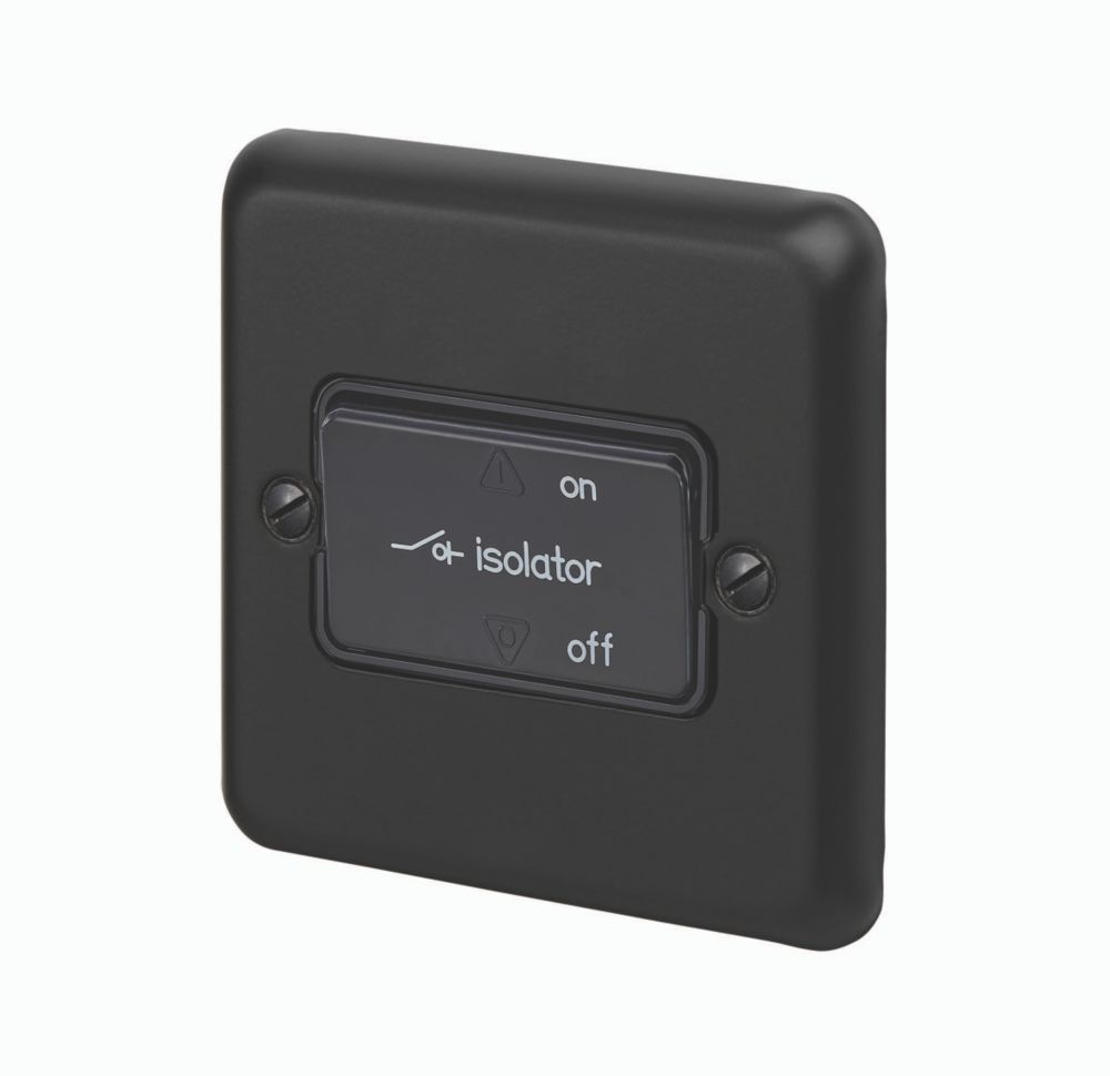Image of MK Contoura 10A 1-Gang 3-Pole Fan Isolator Switch Black with Colour-Matched Inserts 