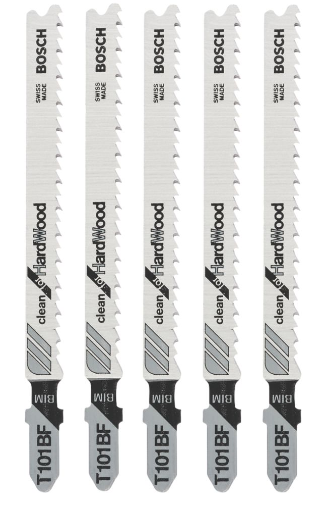 Image of Bosch T101BF Hardwood & MDF Jigsaw Blade 100mm 5 Pack 