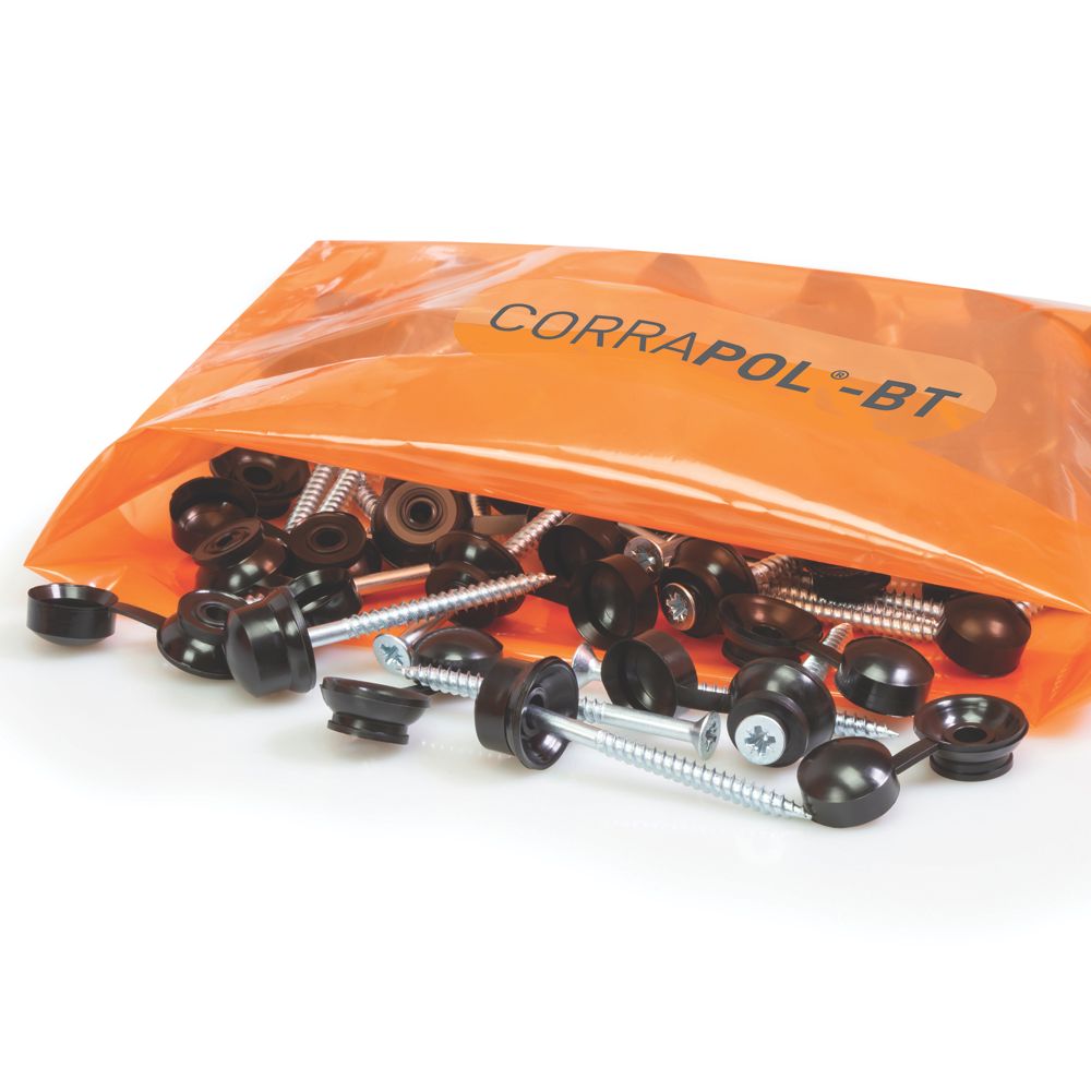 Image of Corrapol-BT Screw Cap Fixings Black 60mm x 6mm 10 Pack 