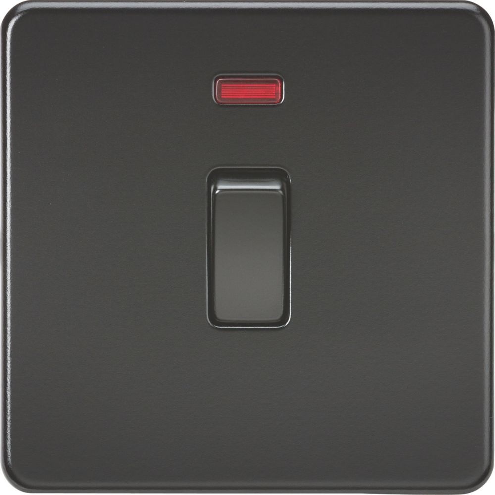 Image of Knightsbridge 20A 1-Gang DP Control Switch Matt Black with LED 
