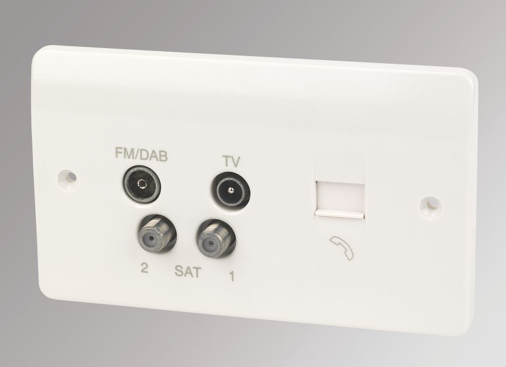 Image of MK Logic Plus 2-Gang Quadruplex Multimedia Socket White 
