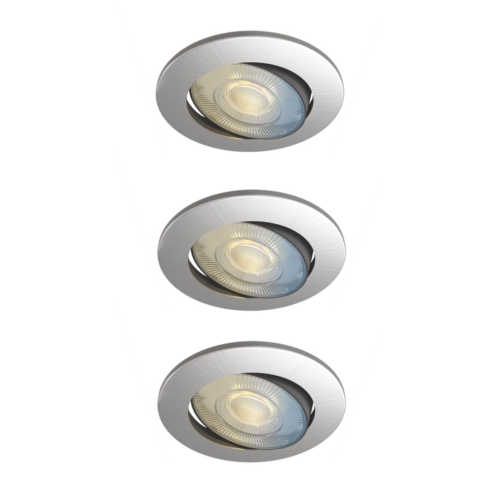 Image of Calex SMD 220-240V 2700-6500K Adjustable Tilting Head LED Smart Downlight With Variable White Light Steel 4.9W 345lm 3 Pack 