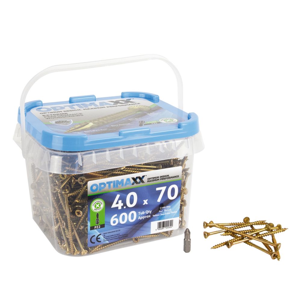 Image of Optimaxx PZ Countersunk Wood Screws 4mm x 70mm 600 Pack 