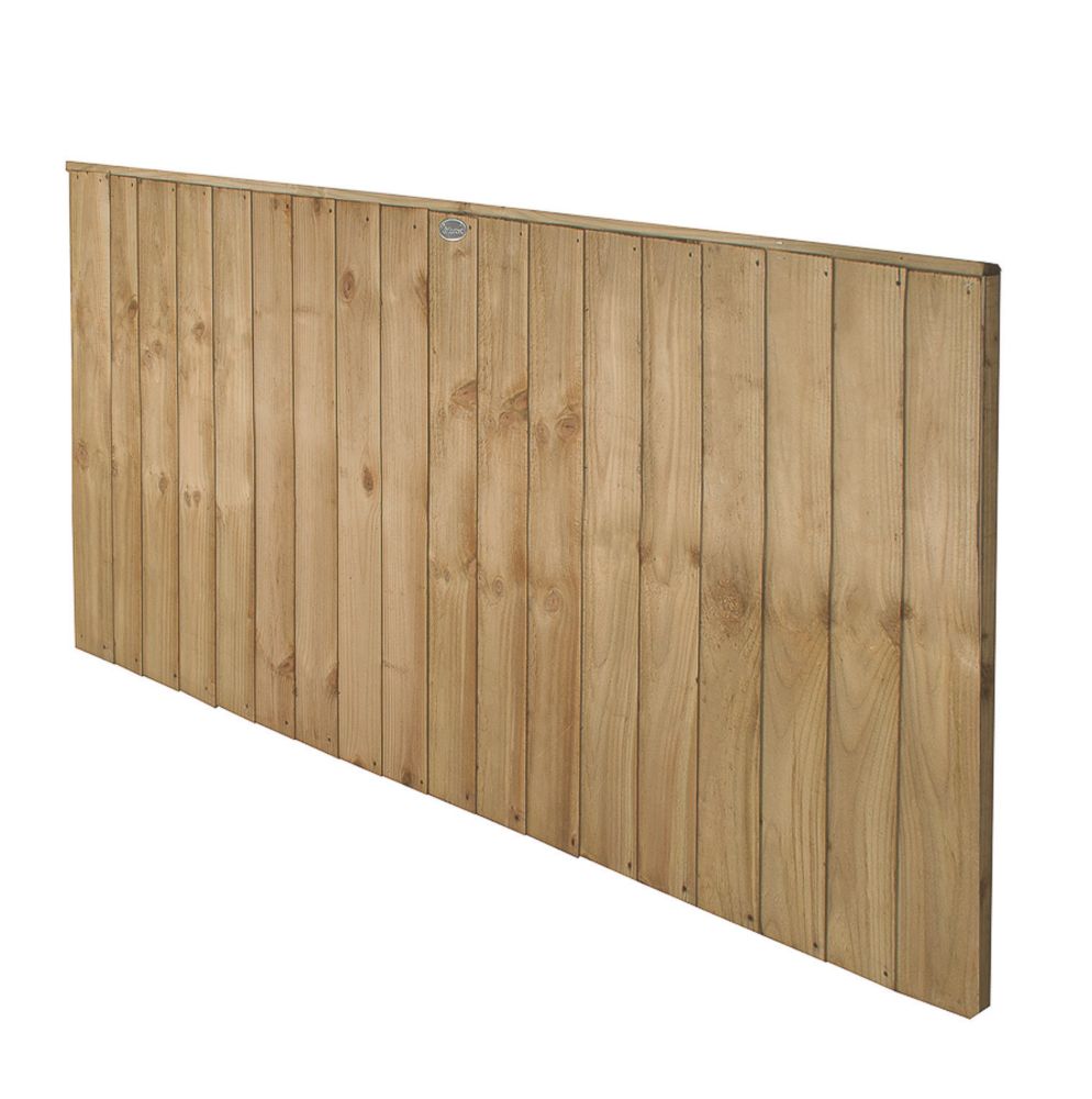 Image of Forest Vertical Board Closeboard Garden Fencing Panel Natural Timber 6' x 3' Pack of 4 