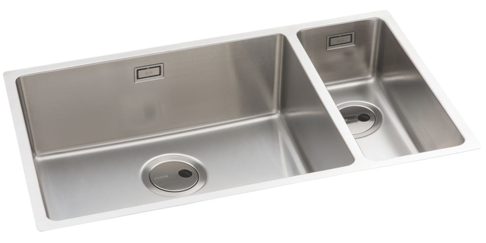 Image of Abode Matrix 1.5 Bowl Stainless Steel Undermount & Inset Kitchen Sink LH 740mm x 440mm 