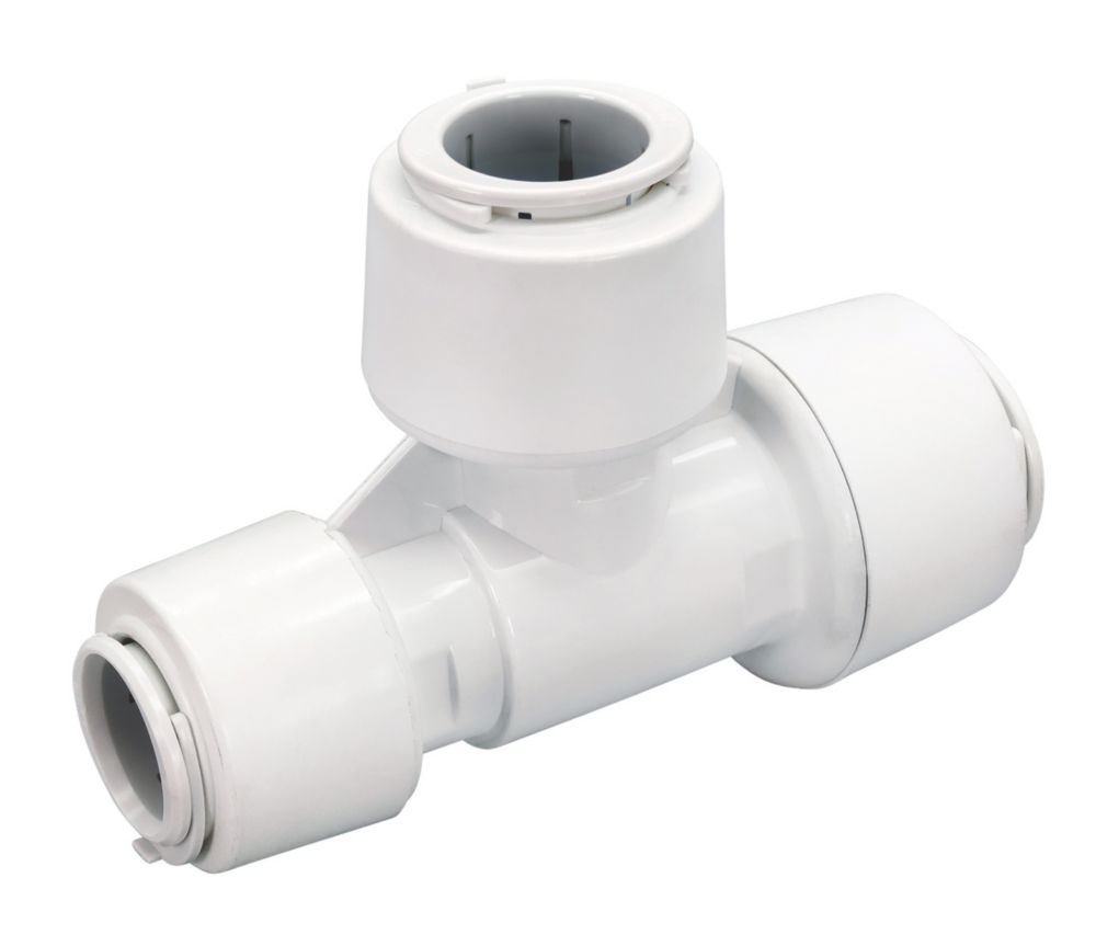 Image of FloPlast FloFit+ Plastic Push-Fit Reducing Tee 28mm x 22mm x 28mm 