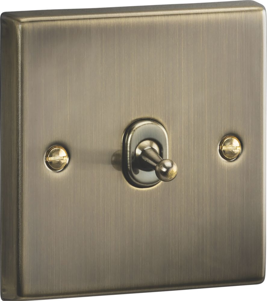 Image of Knightsbridge 10AX 1-Gang Intermediate Switch Antique Brass with Colour-Matched Inserts 