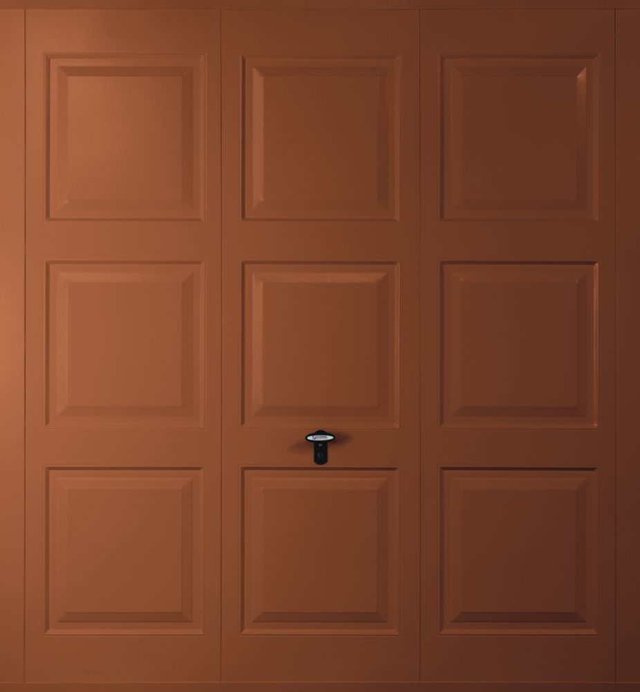 Image of Gliderol Georgian 7' 6" x 7' Non-Insulated Framed Steel Up & Over Garage Door Clay Brown 