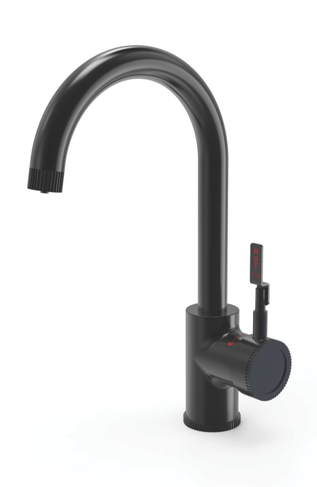 Image of ETAL Industrial Single Lever 3-in-1 Hot Water Kitchen Tap Matt Black 