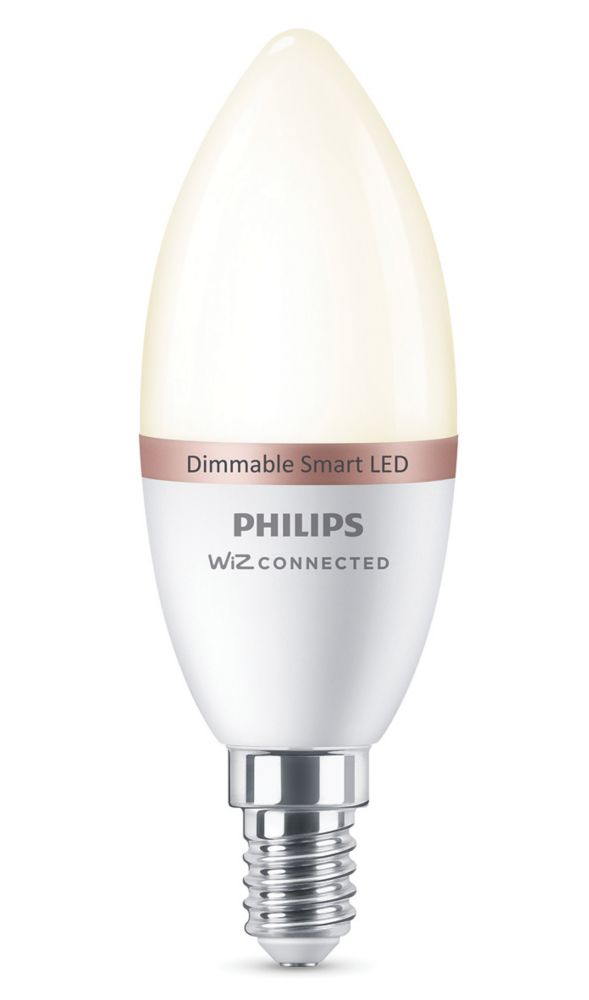 Image of Philips Warm White C37 E14 SES Candle LED Smart Light Bulb 4.9W 470lm 