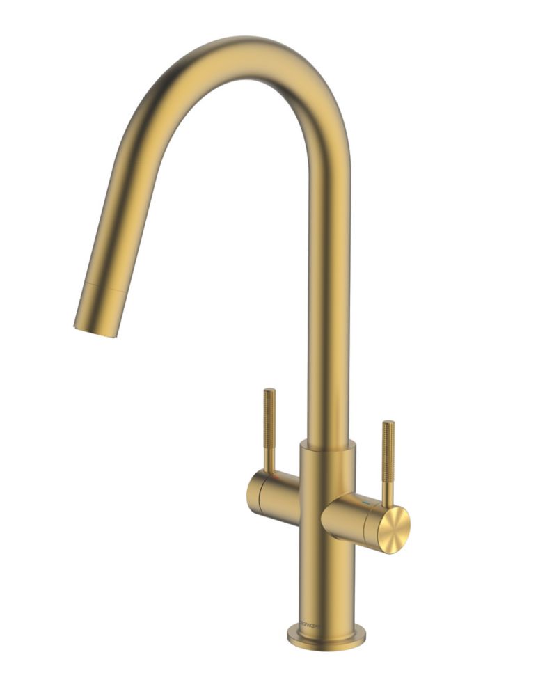 Image of Clearwater Topaz J-Spout Monobloc Mixer Tap Brushed Brass PVD 