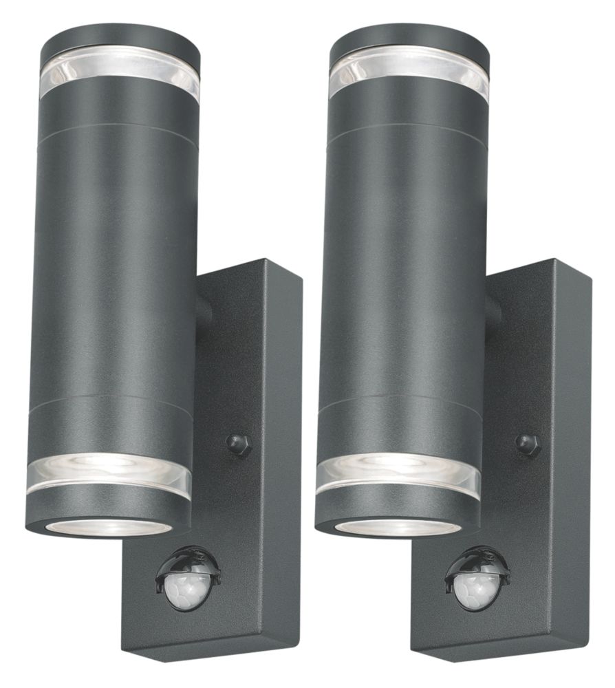 Image of 4lite Marinus Outdoor Bi-Directional Wall Light With PIR & Photocell Sensor Anthracite 2 Pack 