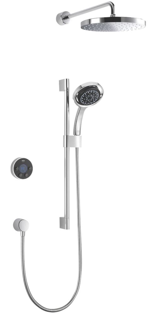 Image of Mira Platinum Dual Gravity-Pumped Rear-Fed Dual Outlet Black / Chrome Thermostatic Wireless Digital Mixer Shower 