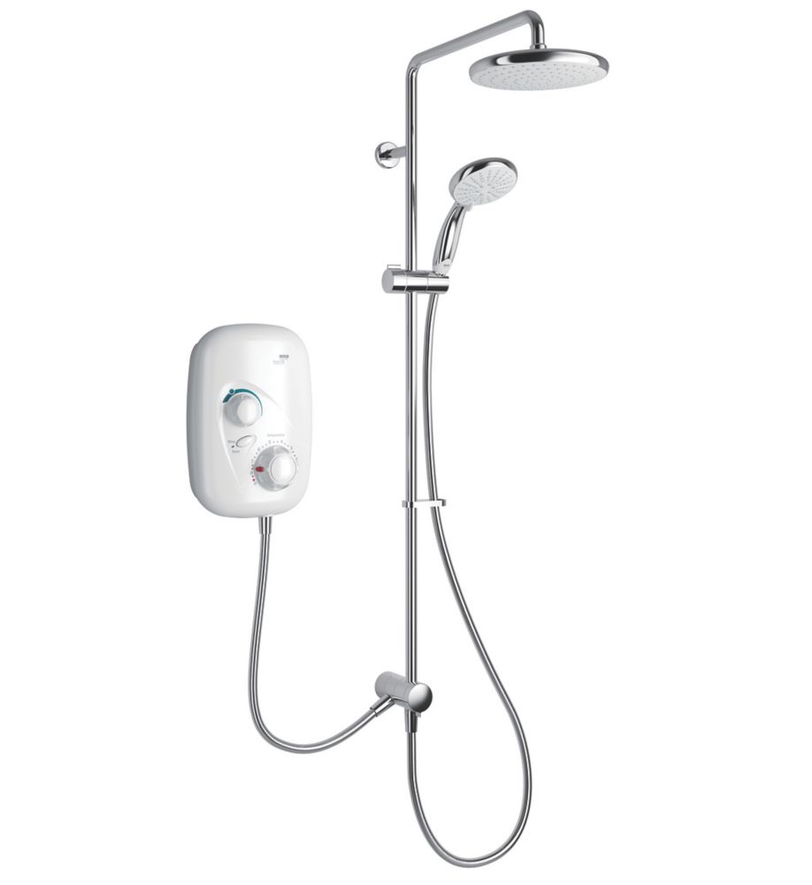 Image of Mira Event XS Dual Gravity-Pumped White & Chrome Thermostatic Power Shower 