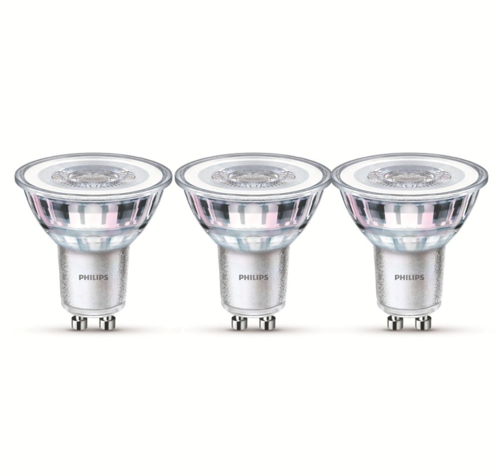 Image of Philips GU10 LED Light Bulb 390lm 4.6W 3 Pack 