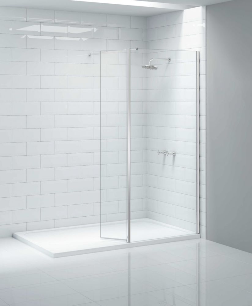 Image of Triton Neo Frameless Showerwall & Swivel Panel Chrome 800mm x 2015mm 