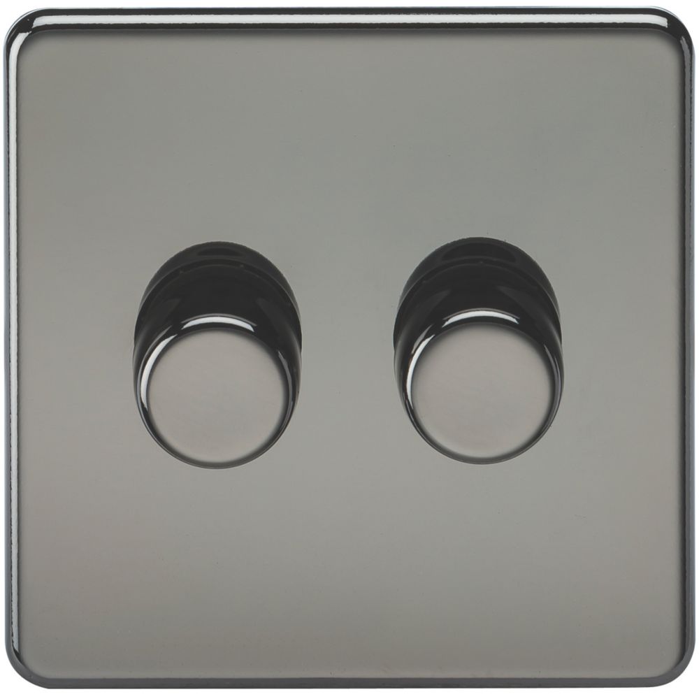 Image of Knightsbridge 2-Gang 2-Way LED Dimmer Switch Black Nickel 