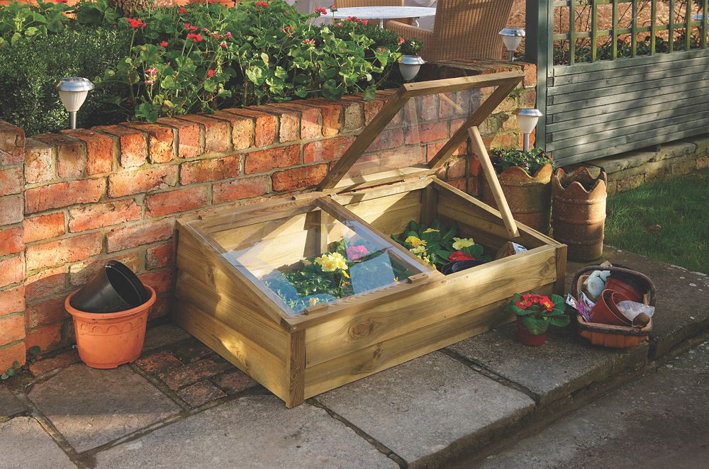 Image of Forest Rectangular Overlap Cold Frame Natural Wood 1090mm x 630mm x 380mm 