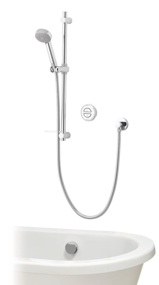 Image of Aqualisa Smart Link Gravity-Pumped Rear-Fed Chrome Thermostatic Smart Shower with Bath Overflow Filler 