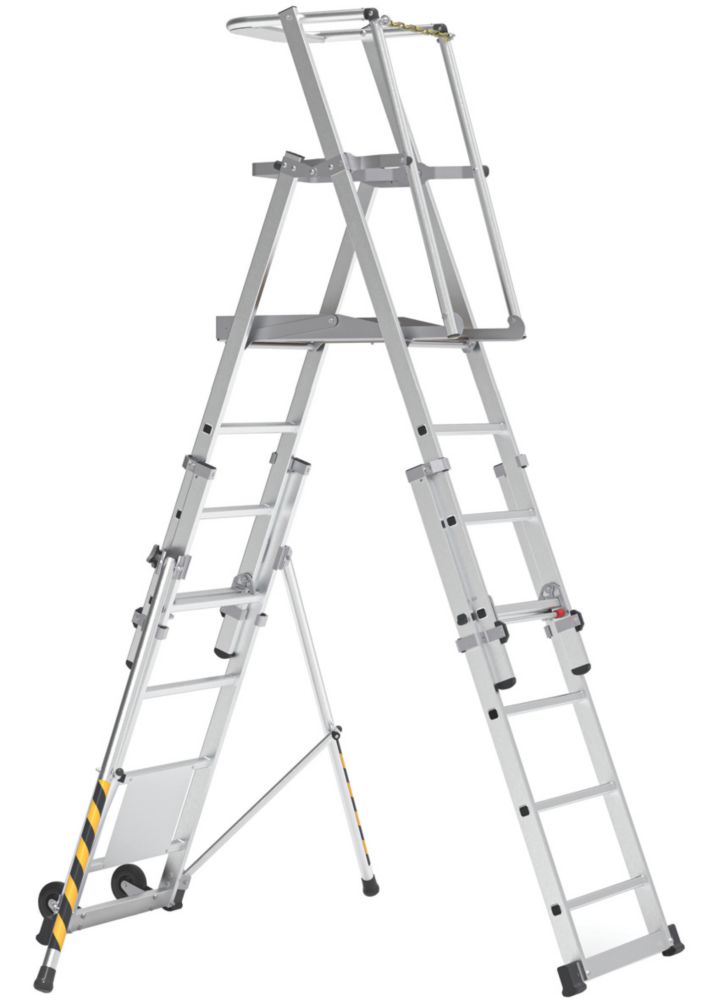 Image of Boss Teleguard Plus 5 to 8 Rung Aluminium & Steel Telescopic Platform Ladder 2.86m 