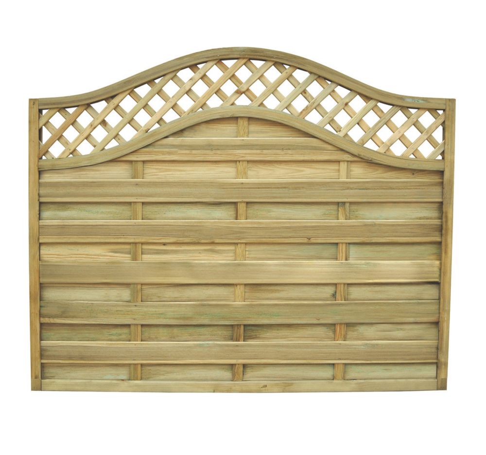 Image of Forest Prague Lattice Curved Top Fence Panels Natural Timber 6' x 5' Pack of 6 