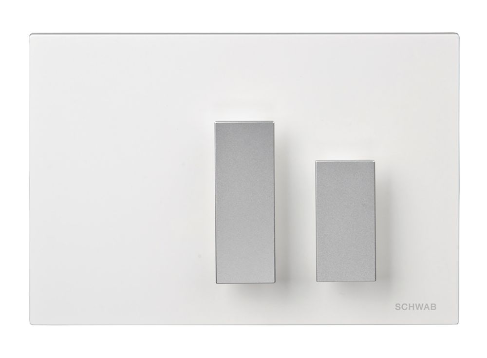 Image of Fluidmaster Schwab Genera 364496 Dual-Flush Flushing Plate White / Matt Chrome 
