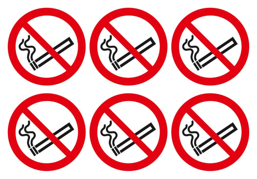 Image of No Smoking Symbol Adhesive Labels 100mm 100mm x 100mm 30 Pack 