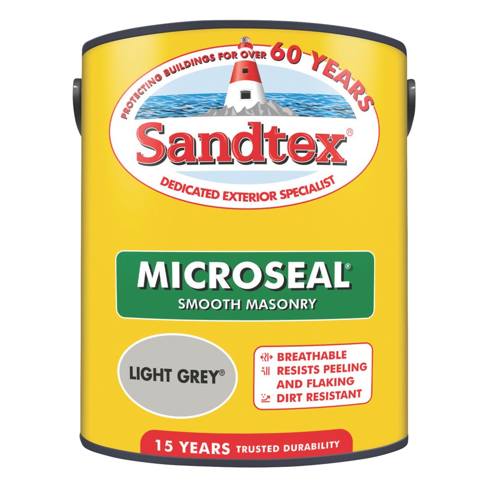 Image of Sandtex Smooth Masonry Paint Light Grey 5Ltr 