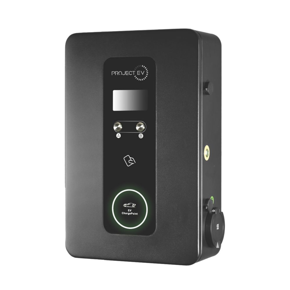 Image of Project EV Pro Earth RFID 2 Port 22kW 3-Phase Mode 3 Type 2 Socket Electric Vehicle Charger Black 