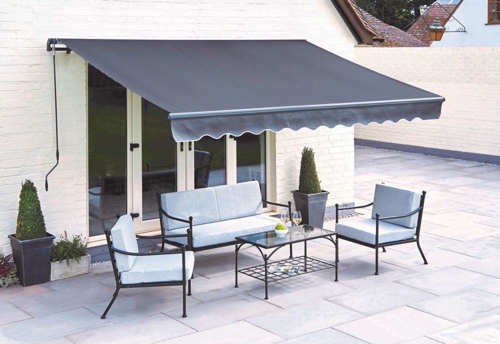Image of Greenhurst Grosvenor Deluxe Easy-Fit Awning Grey 3.5m x 2.5m 