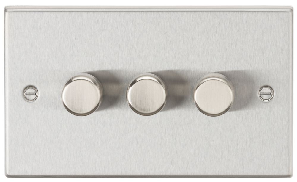 Image of Knightsbridge 3-Gang 2-Way LED Dimmer Switch Brushed Chrome 