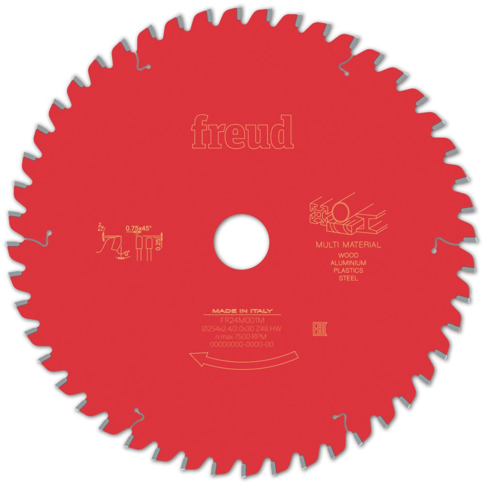 Image of Freud F03FS09889 Multi-Material Circular Saw Blade 254mm x 30mm 48T 