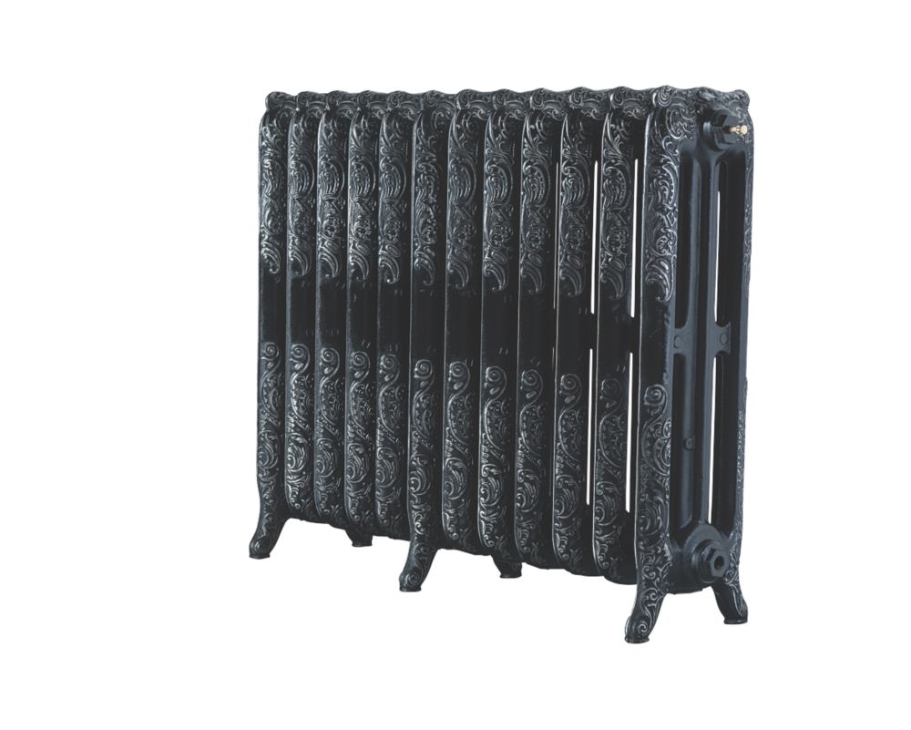 Image of Arroll Montmartre 3-Column Cast Iron Radiator 760mm x 994mm Black / Silver 5896BTU 