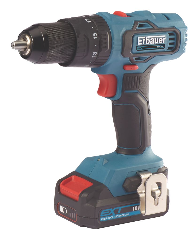 Image of Erbauer EBCD18Li-2 18V 2 x 2.0Ah Li-Ion EXT Cordless Combi Drill 