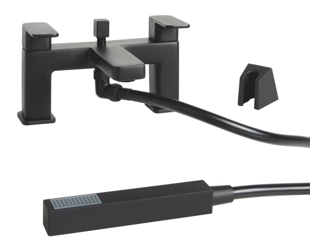 Image of Highlife Bathrooms Fife Deck-Mounted Bath Shower Mixer & Handset Matt Black 